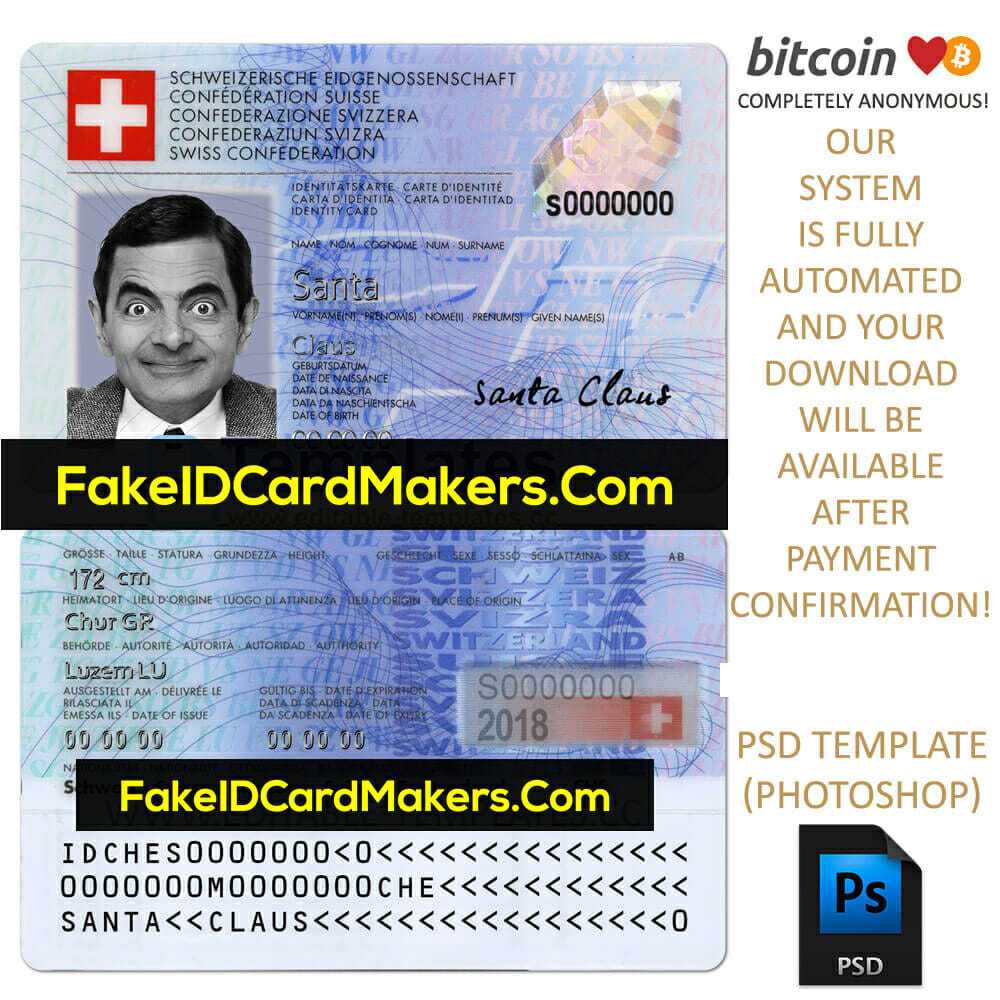 Switzerland Id Card Template Psd Editable Fake Download Inside Florida Id Card Template