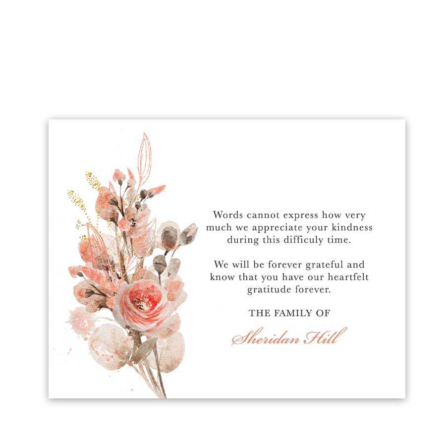 Sympathy Thank You Card Customized With Your Wording To Guests In Sympathy Thank You Card Template