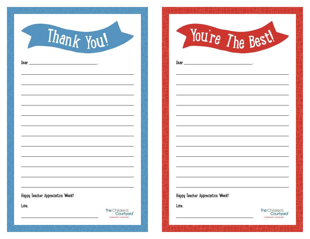 Teacher Appreciation Week – Printable “Thank You” Notes With Thank You Card For Teacher Template