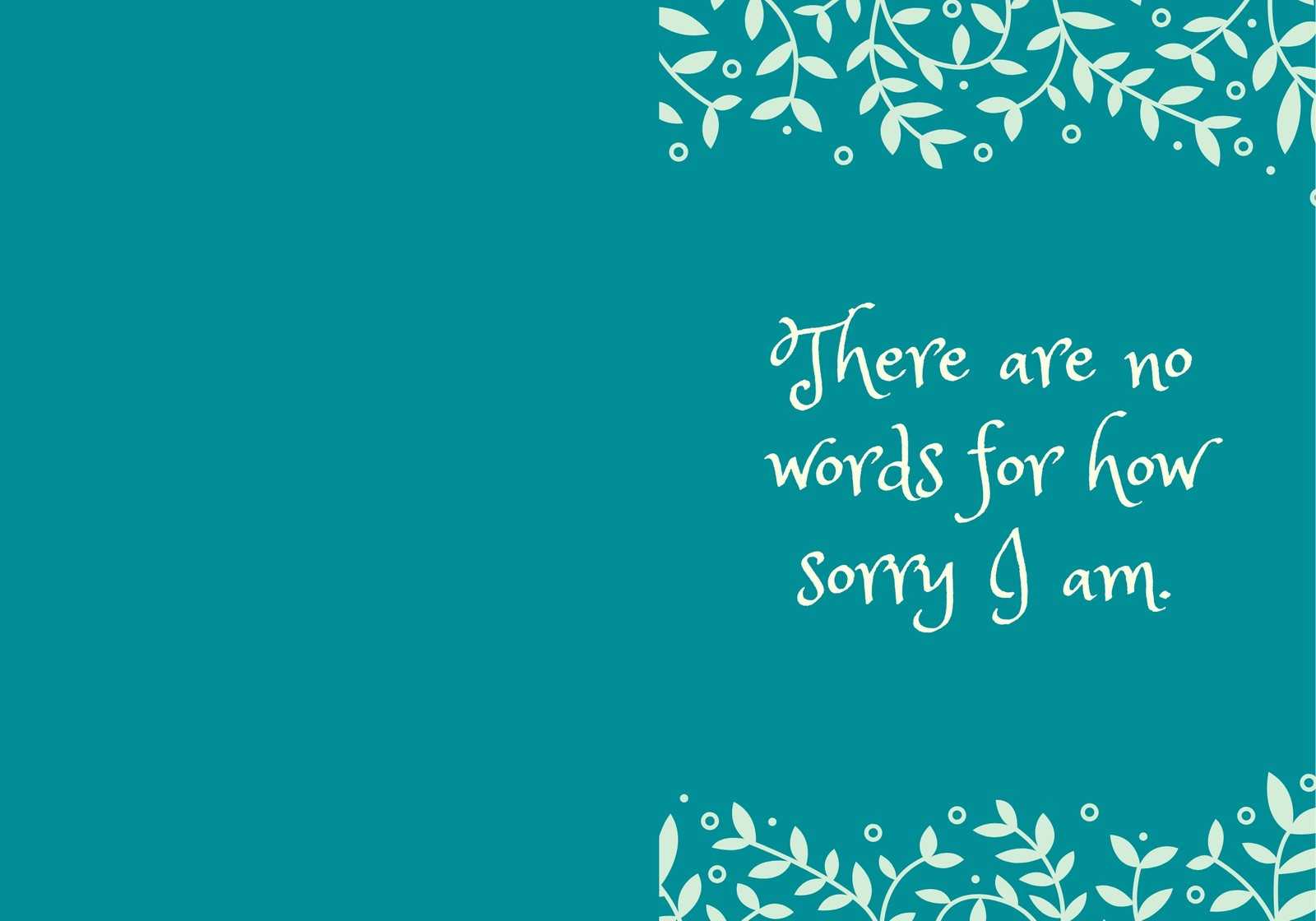 Teal Leaves Apology Folded Card – Templatescanva Within Foldable Card Template Word