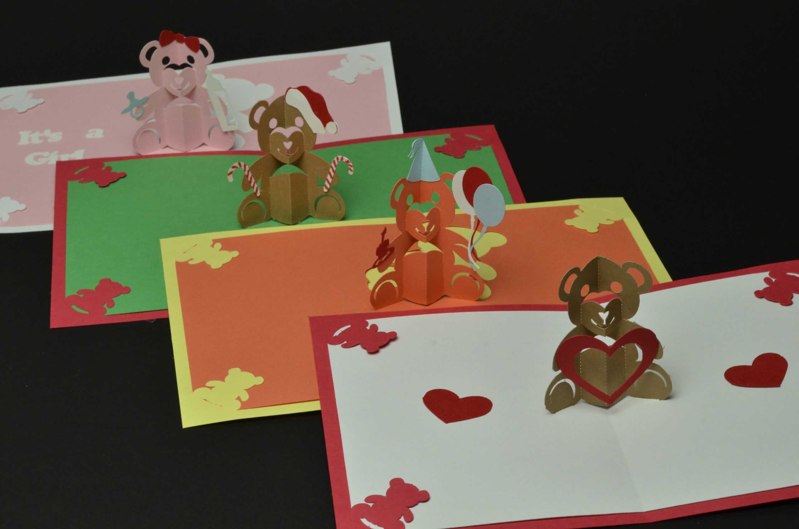 Teddy Bear Pop Up Card: Valentines Day, Birthday, Christmas Inside Teddy Bear Pop Up Card Template Free