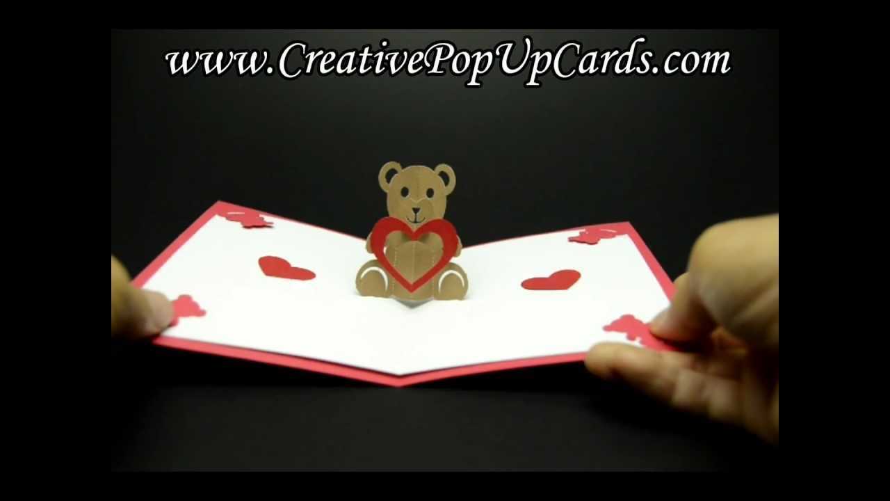 Teddy Bear Valentines Day Pop Up Card Pertaining To Teddy Bear Pop Up Card Template Free