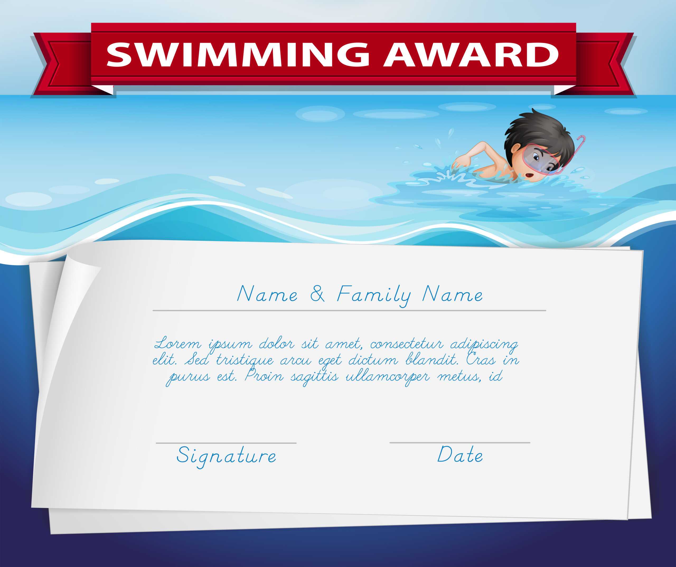 Template Of Certificate For Swimming Award – Download Free Throughout Free Swimming Certificate Templates