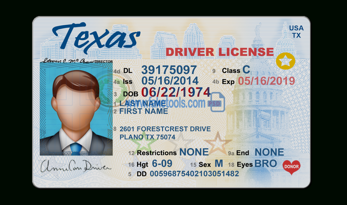 Texas Driver License Psd Template Throughout Texas Id Card Template