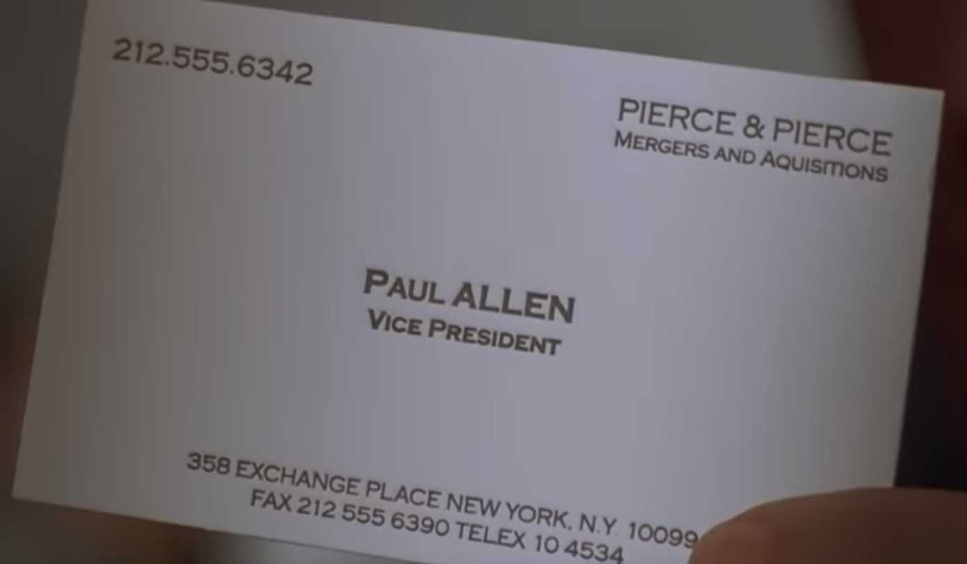 The Business Cards Of American Psycho | Hoban Cards In Paul Allen Business Card Template