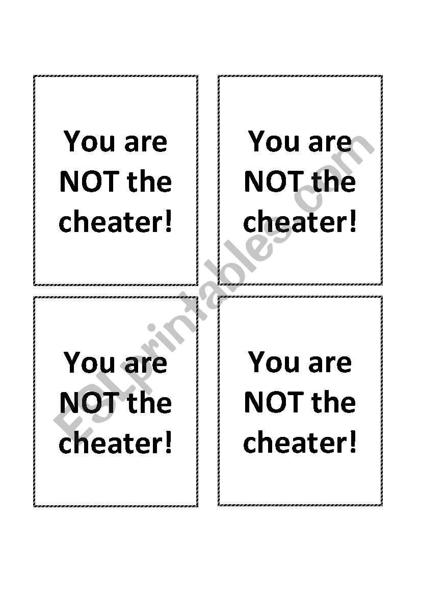 The Cheater Game. Cards Template. – Esl Worksheetlanj03 Intended For Template For Game Cards