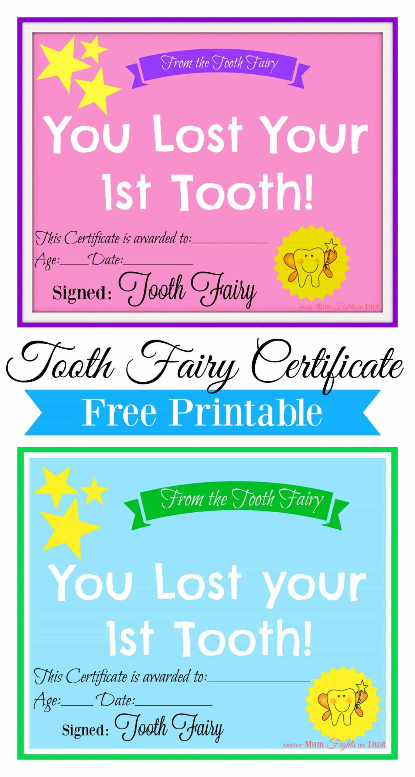 Tooth Fairy Certificate Printable Girl That Are Old In Free Tooth Fairy Certificate Template