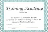 Training Certificate Template – Certificate Templates regarding Template For Training Certificate