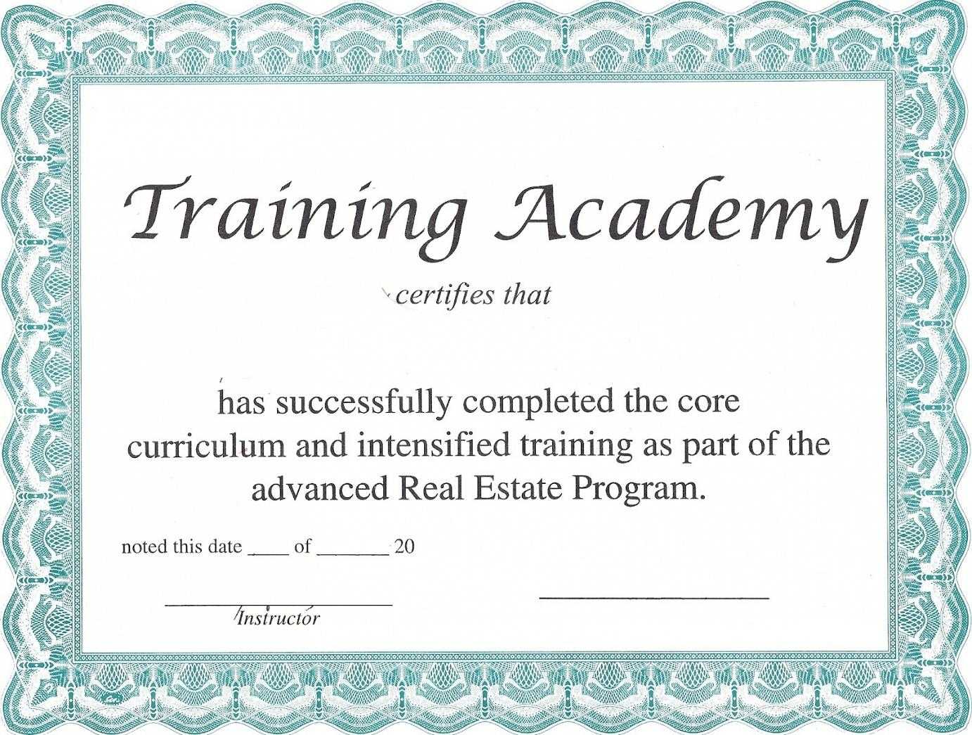 Training Certificate Template – Certificate Templates Regarding Template For Training Certificate