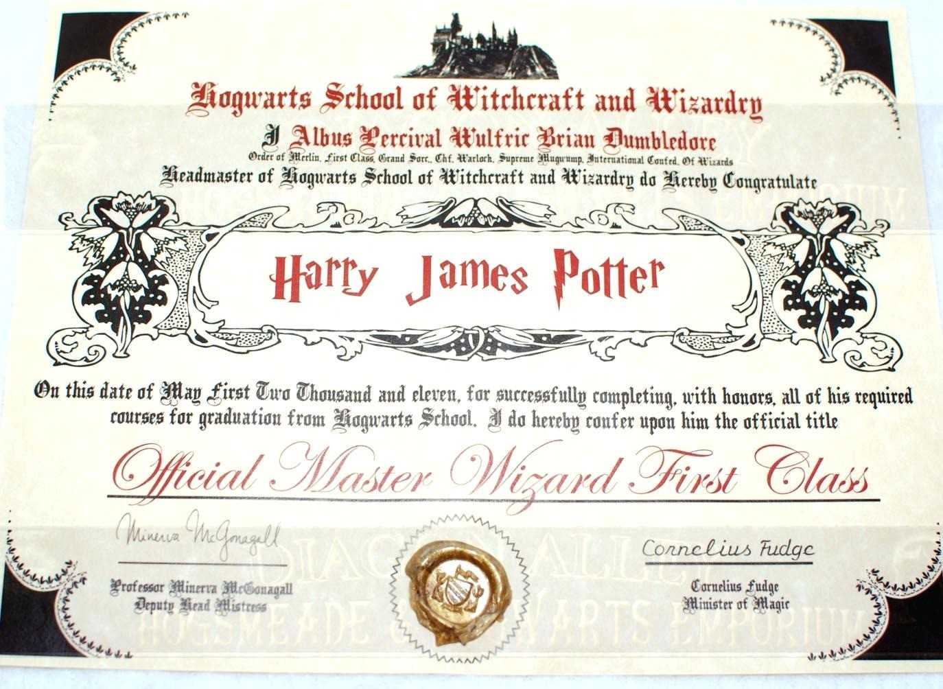 Training Certificate Template Free Best Of Hogwarts Diploma Intended For Harry Potter Certificate Template