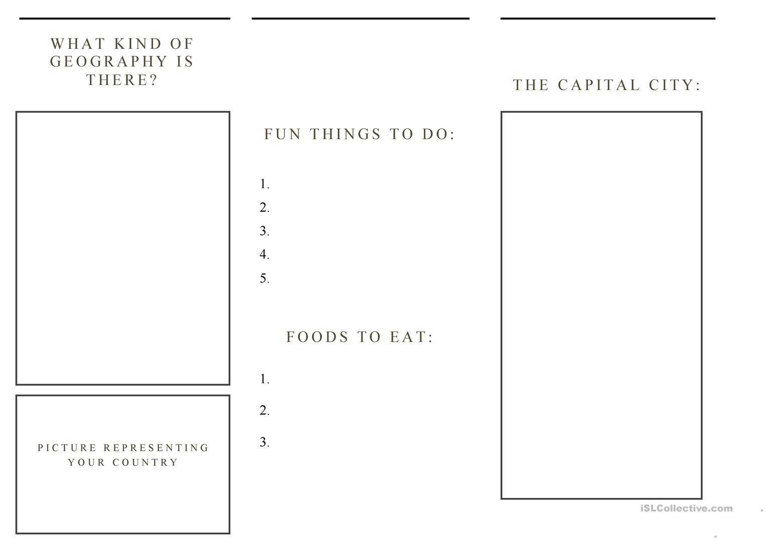 Travel Brochure Template And Example Brochure – English Esl For Country Brochure Template