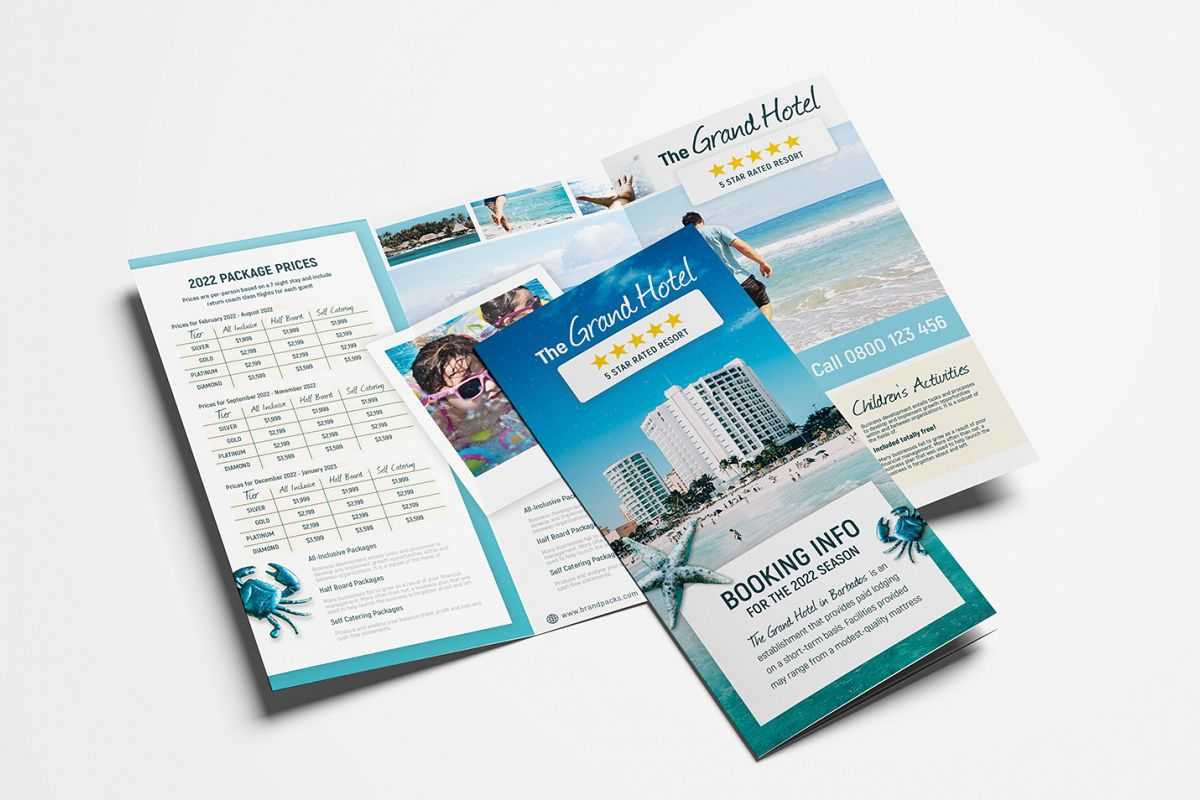Travel Hotel Tri Fold Brochure Template Regarding Hotel Brochure Design Templates