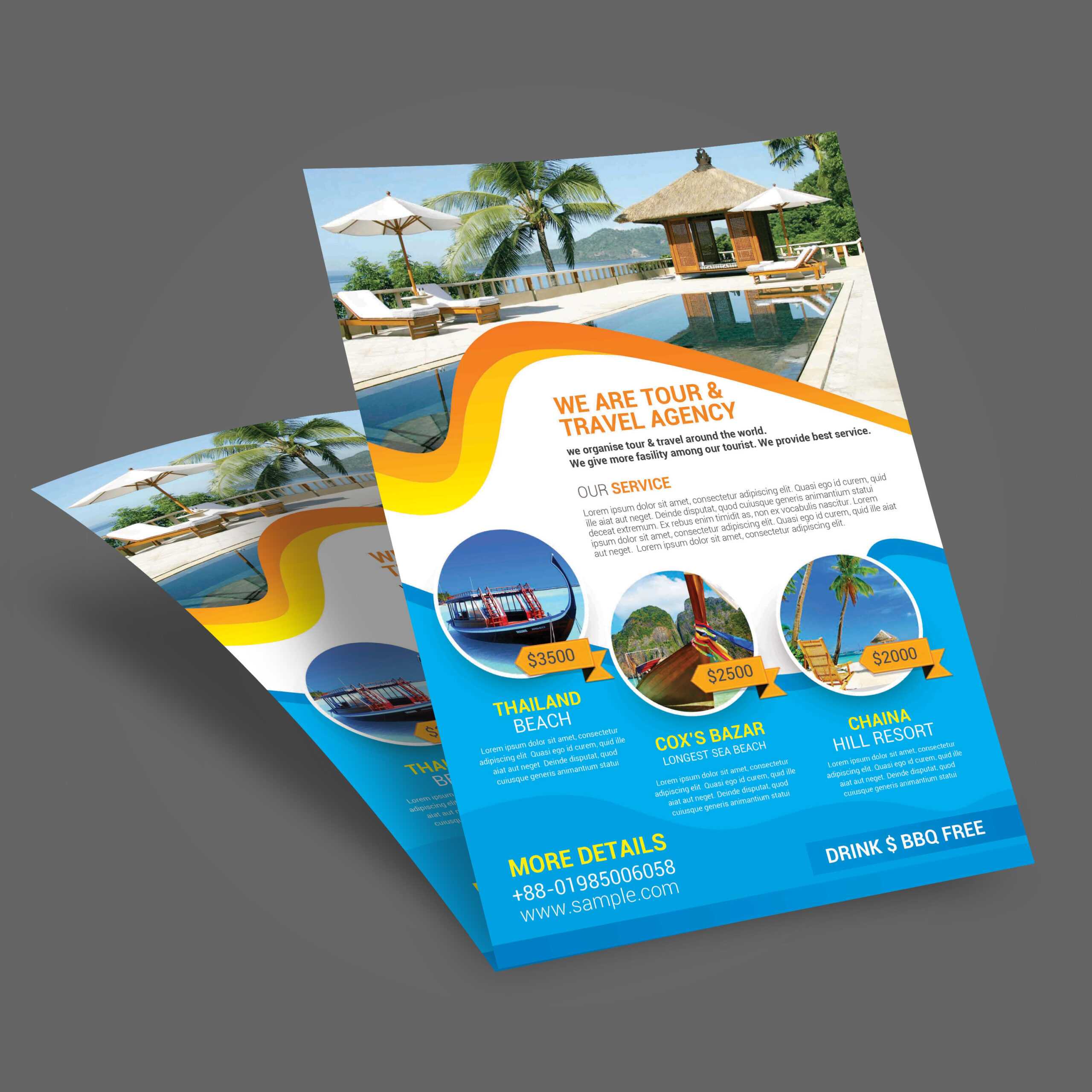 Travel Leaflet Template – Calep.midnightpig.co Within Word Travel Brochure Template