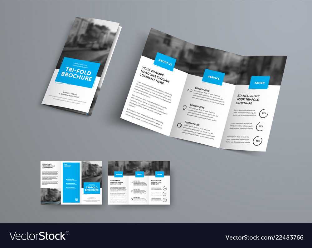 Tri Fold Brochure Template With Blue Rectangular Inside Three Panel Brochure Template