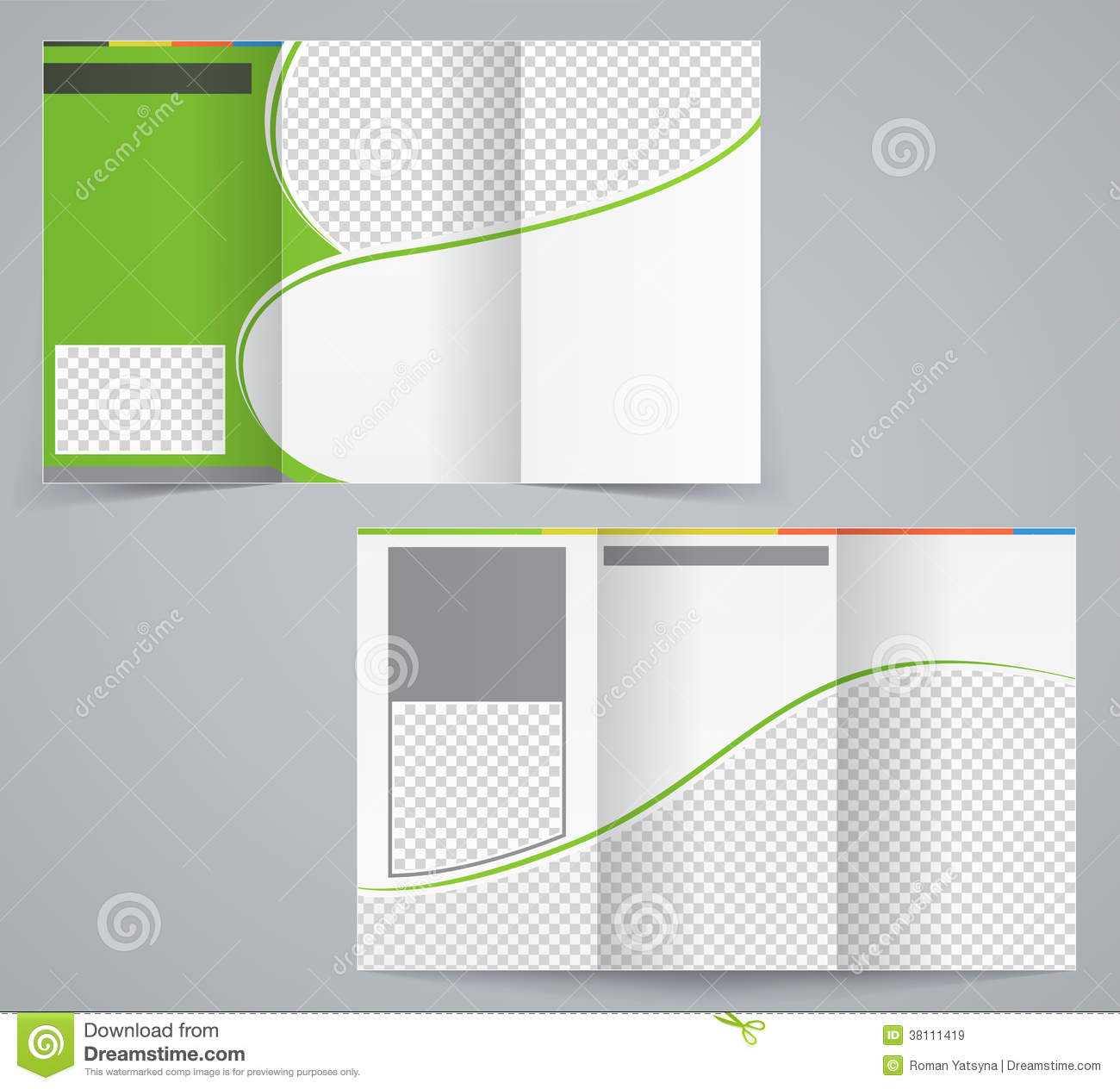 Tri Fold Business Brochure Template, Vector Green Stock Throughout Tri Fold Brochure Ai Template