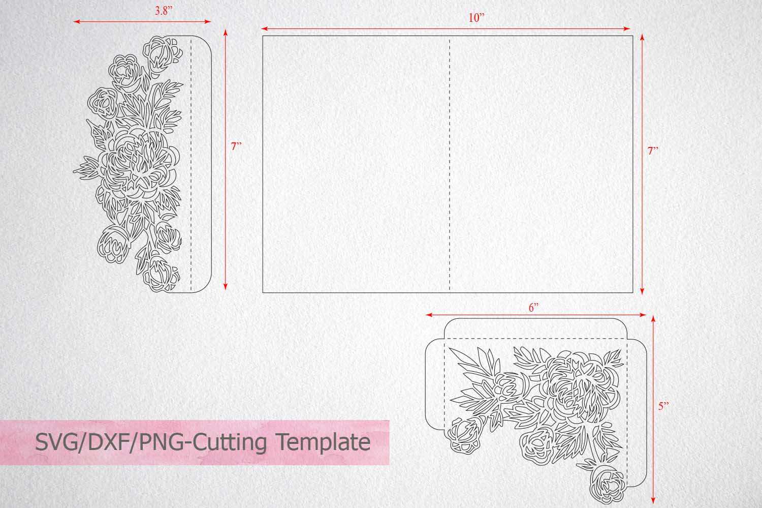 Tri Fold Wedding Invitation Card Template Laser Cut Sxg Dxf With Three Fold Card Template