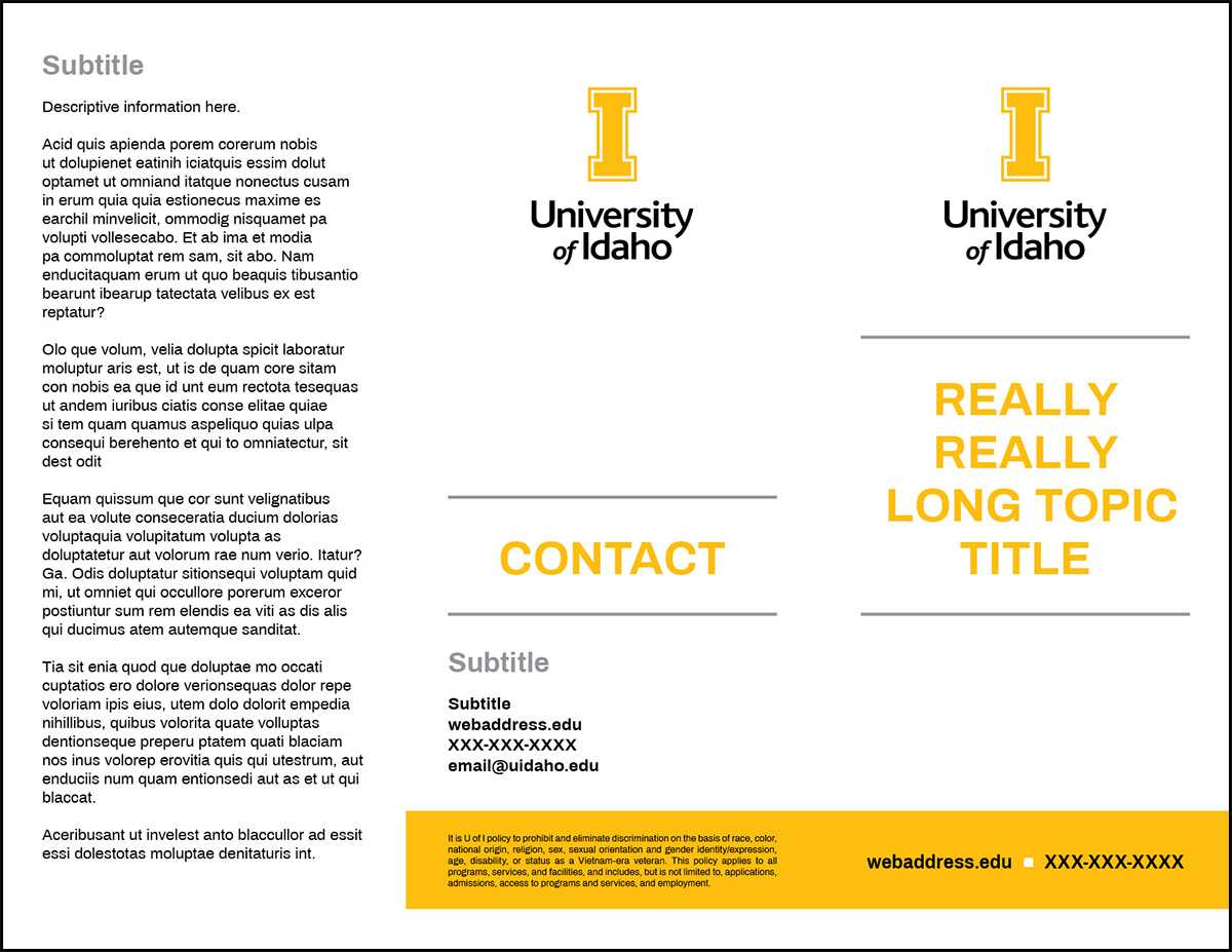 Trifold Brochures – Brand Resource Center – University Of Idaho For Student Brochure Template
