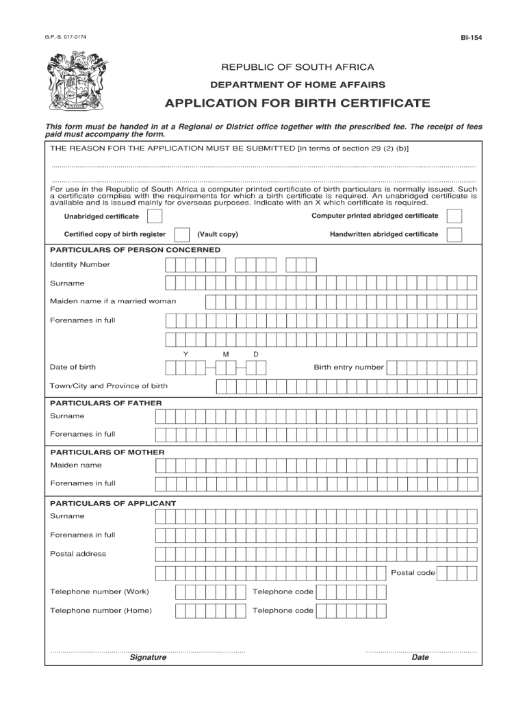 Unabridged Birth Certificate Form - Fill Online, Printable Intended For South African Birth Certificate Template