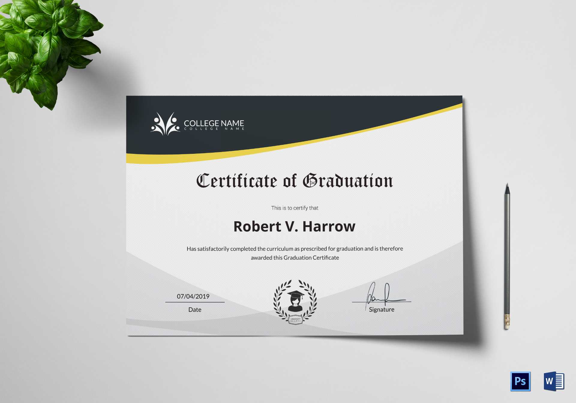 Universal College Graduation Certificate Template Inside Graduation Certificate Template Word
