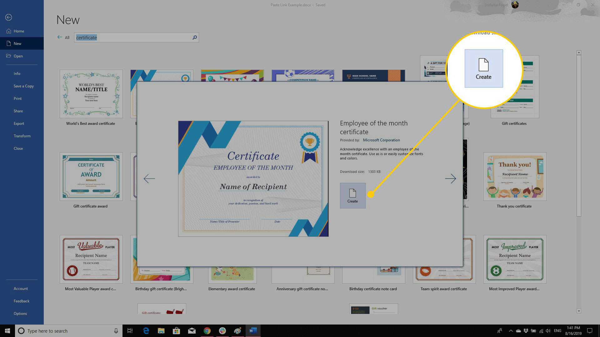 Using A Certificate Template In Microsoft Word Regarding Word 2013 Certificate Template