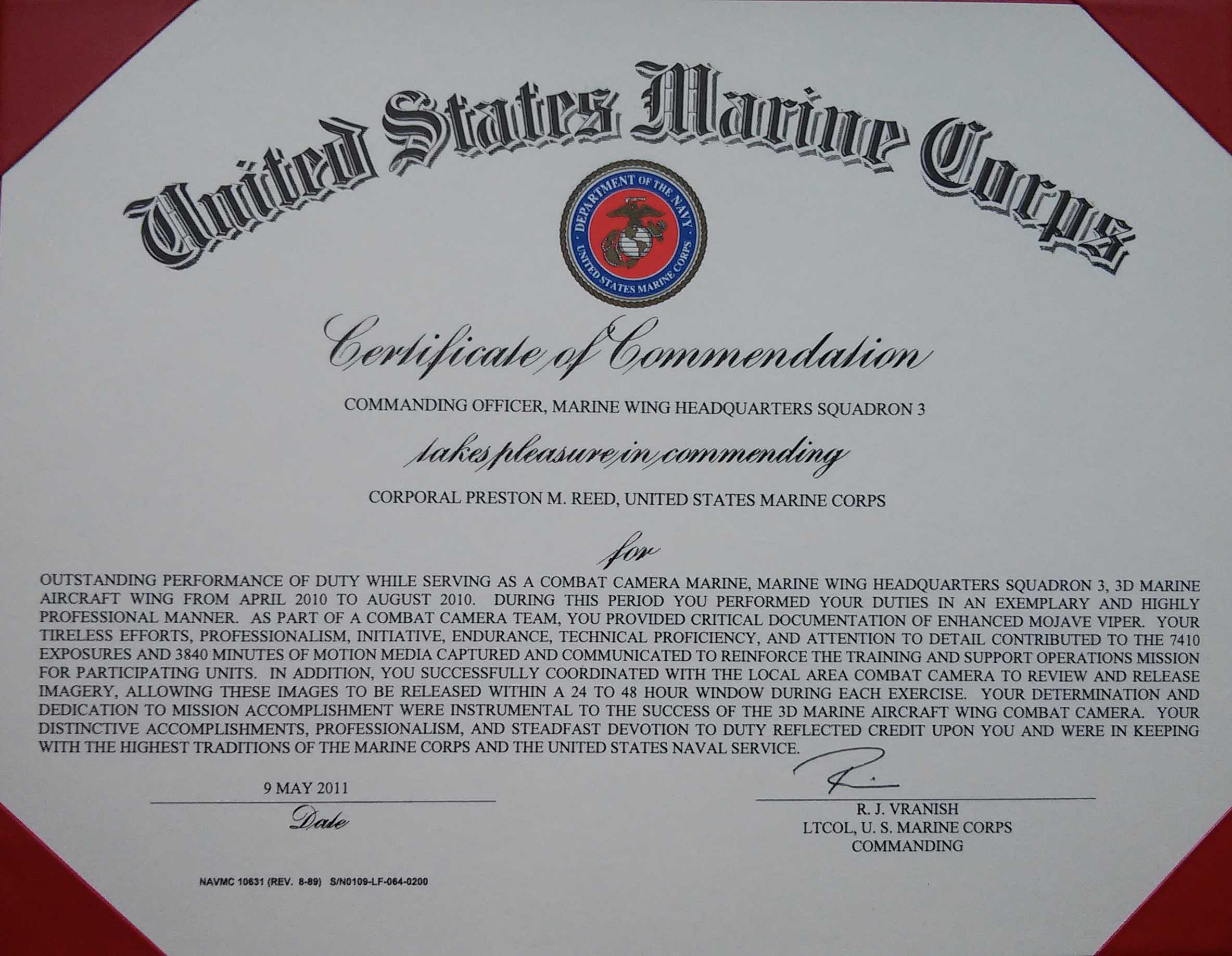 Usmc Certificate Template – Dalep.midnightpig.co Pertaining To Officer Promotion Certificate Template