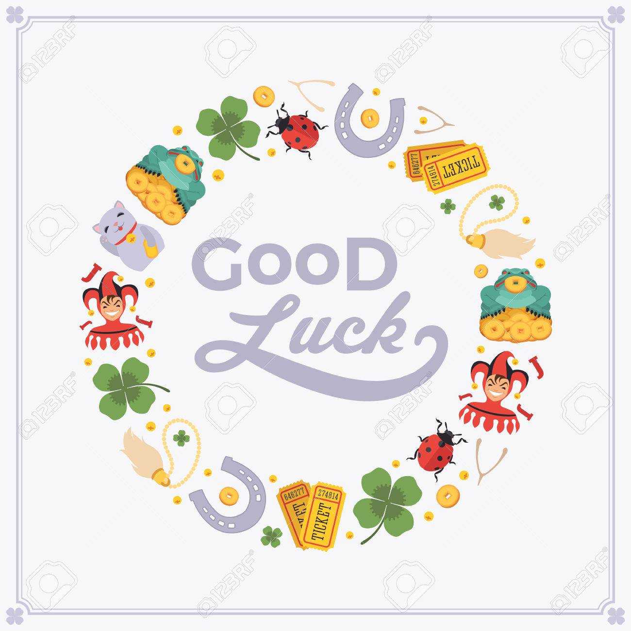 Vector Decorating Design Made Of Lucky Charms, And The Words.. Pertaining To Good Luck Card Templates