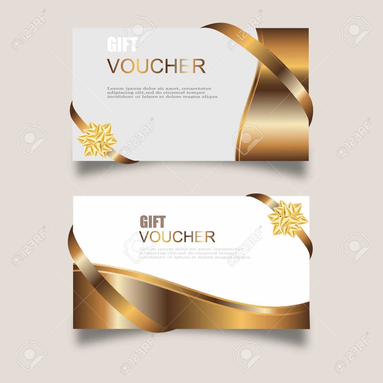 Vector Set Of Luxury Gift Vouchers With Ribbons And Gift Box Inside Automotive Gift Certificate Template
