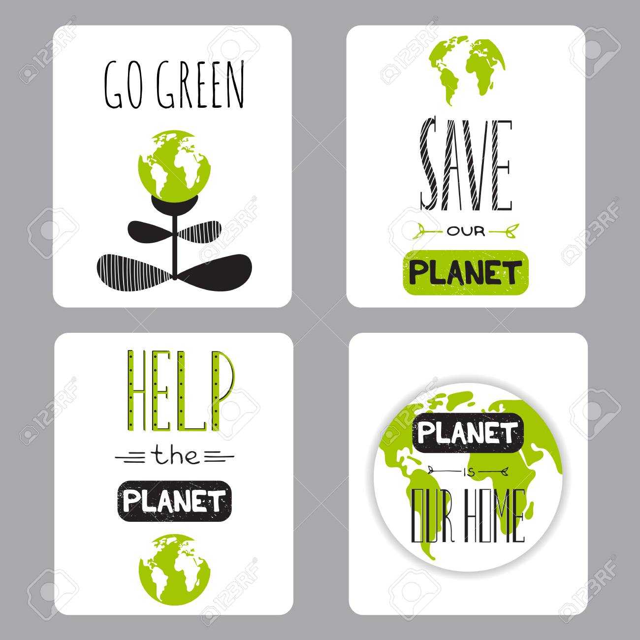 Vector Set Of Small Card Templates. Suitable For Earth Day And.. With Small Greeting Card Template