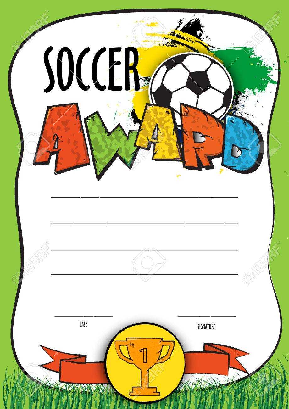 Vector Template Certificate Soccer Championship. Child Diploma.. Intended For Softball Certificate Templates Free