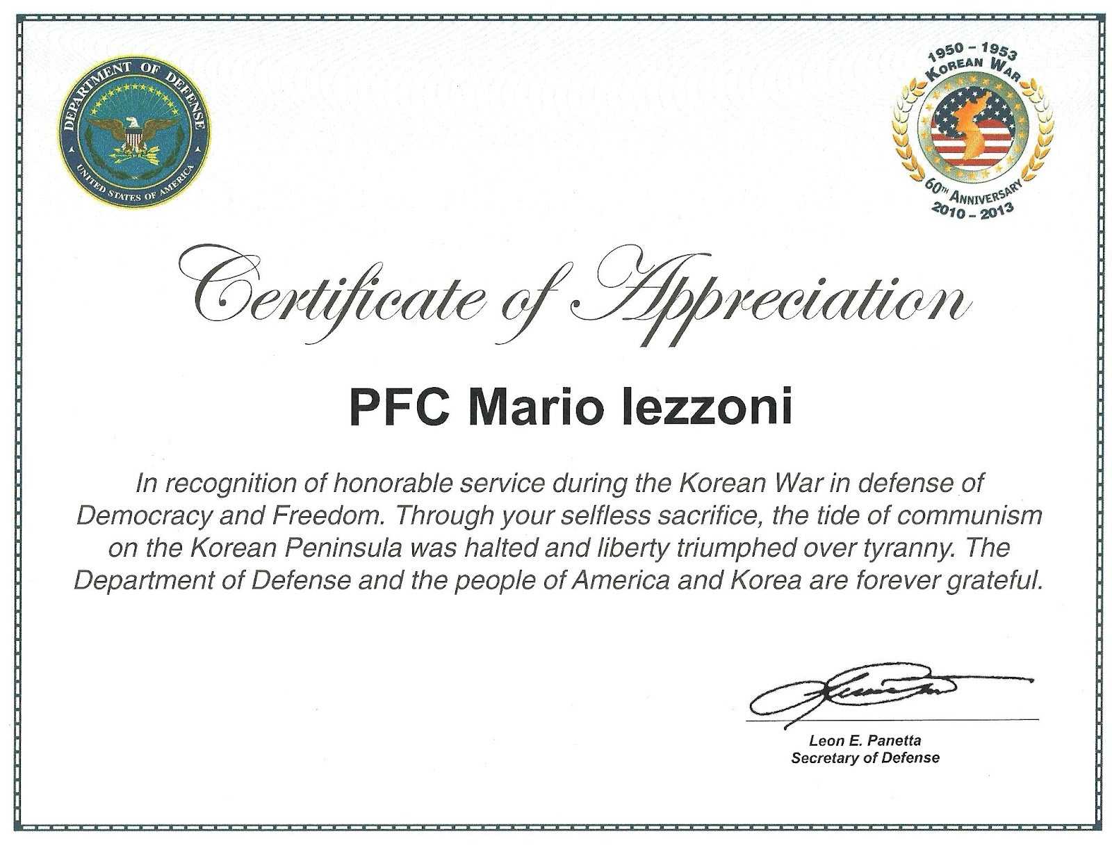 Veteran Certificate Of Appreciation Printable Related Throughout Army Certificate Of Appreciation Template