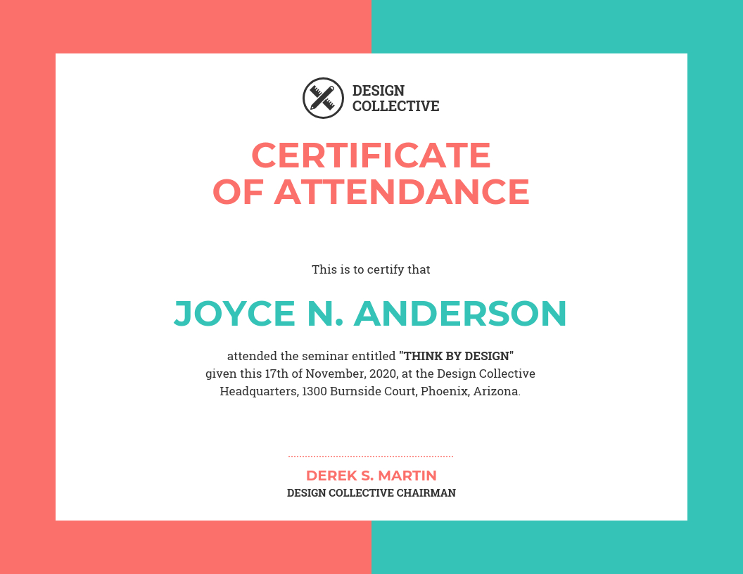 Vibrant Certificate Of Attendance Template Inside Volunteer Certificate Templates