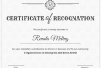 Vintage Certificate Of Recognition Template with Volunteer Of The Year Certificate Template