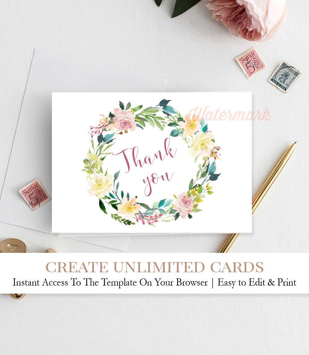 Vintage Floral Baby Shower Thank You Card, N4 Intended For Template For Baby Shower Thank You Cards