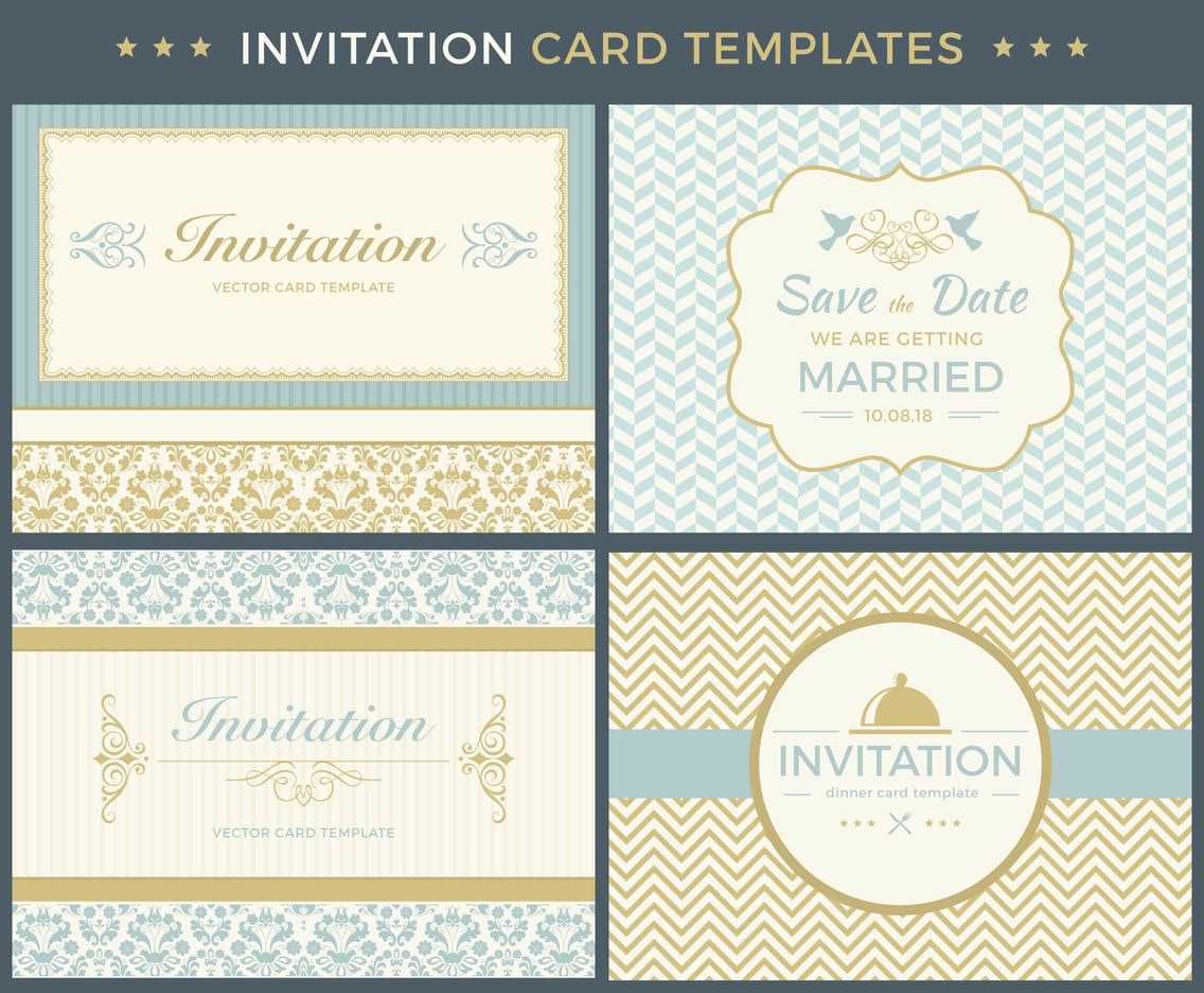 Vintage Invitation Card Template Vector Set Svg, Ai, Eps Within Free Svg Card Templates