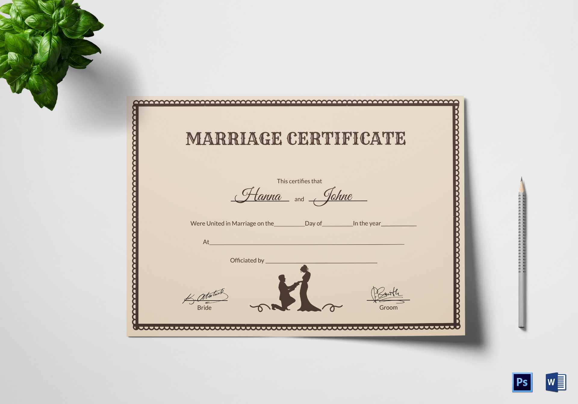 Vintage Marriage Certificate Template Within Certificate Of Marriage Template