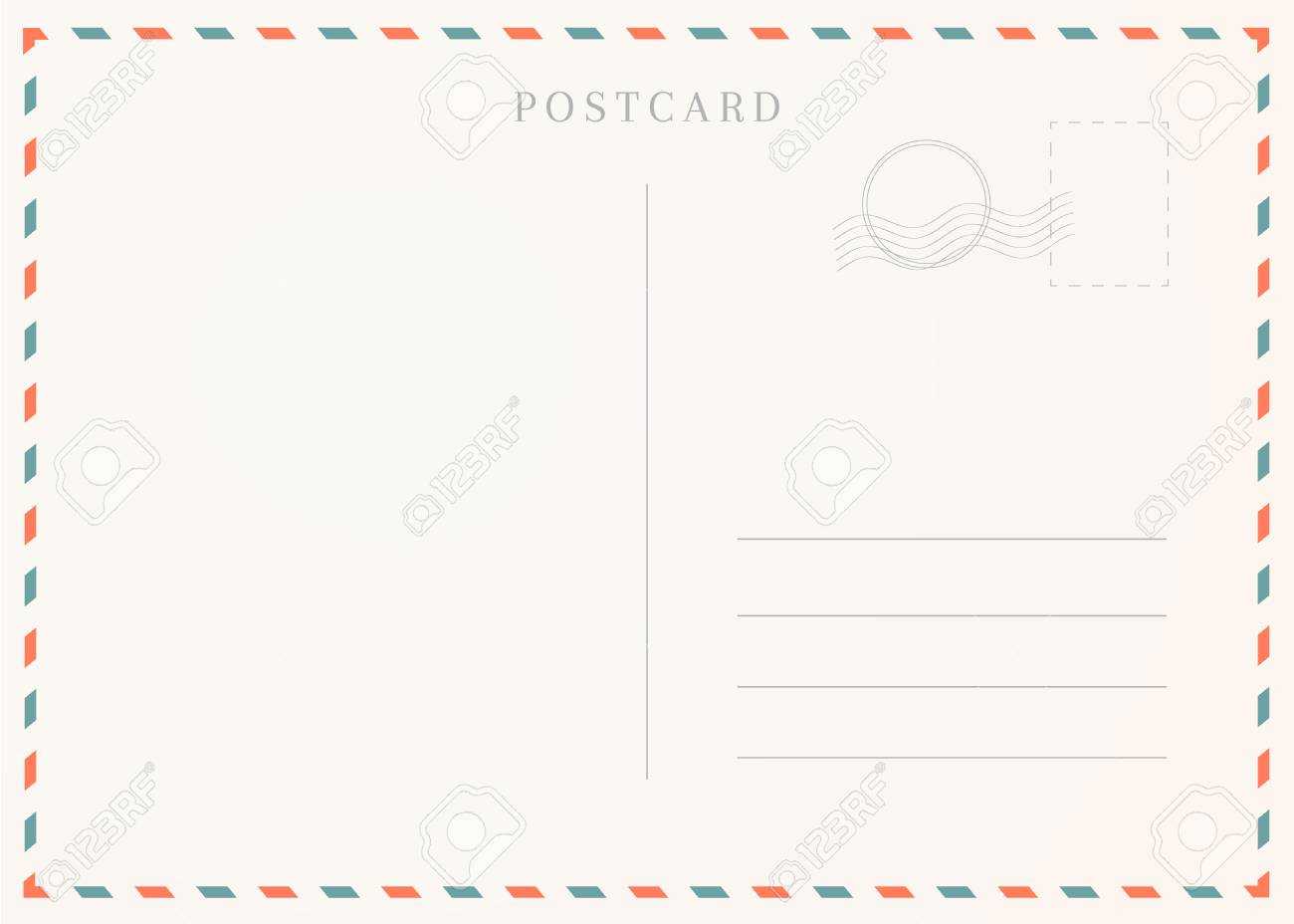 Vintage Postcard Template. Postal Card Illustration For Design. Regarding Post Cards Template