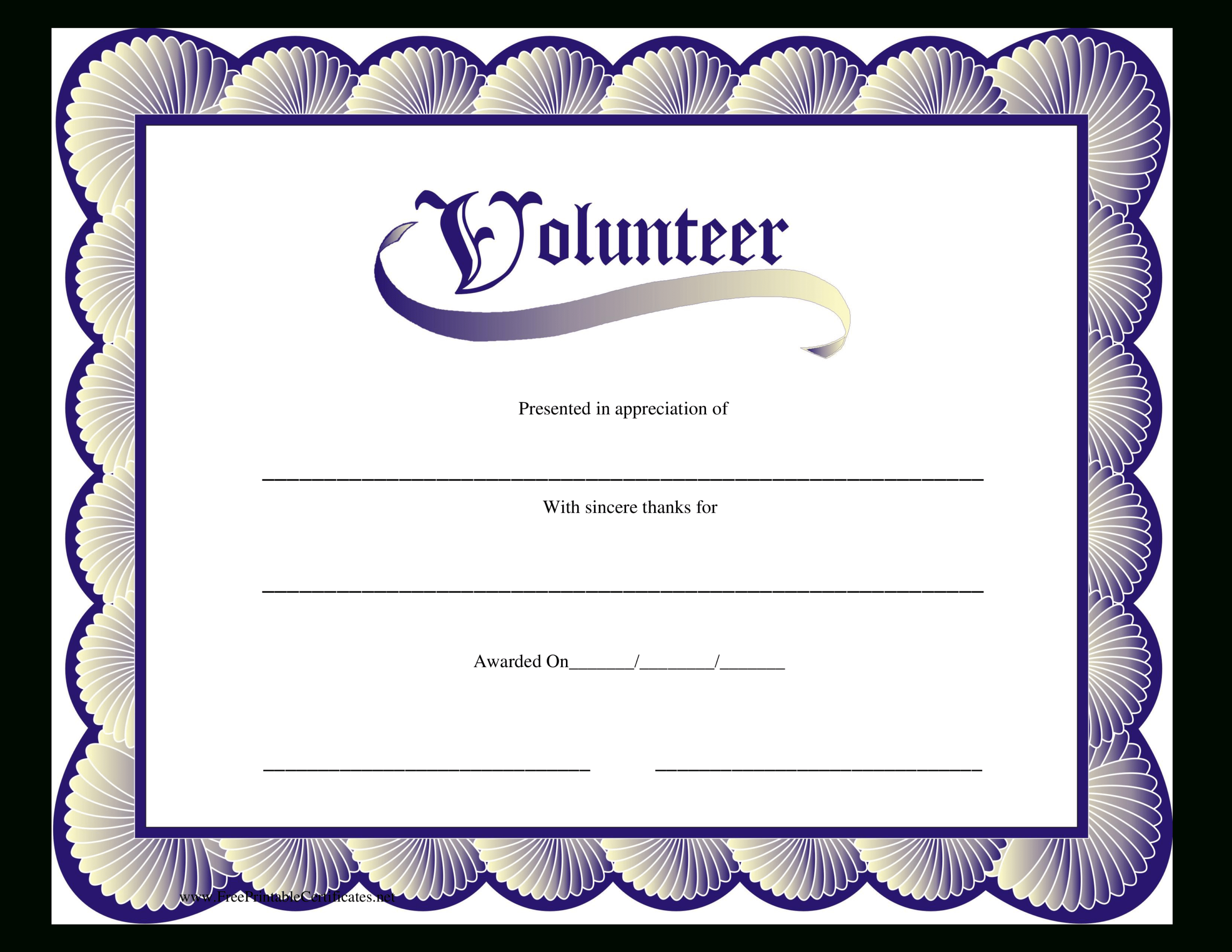 Volunteer Certificate | Templates At Allbusinesstemplates Throughout Volunteer Certificate Templates