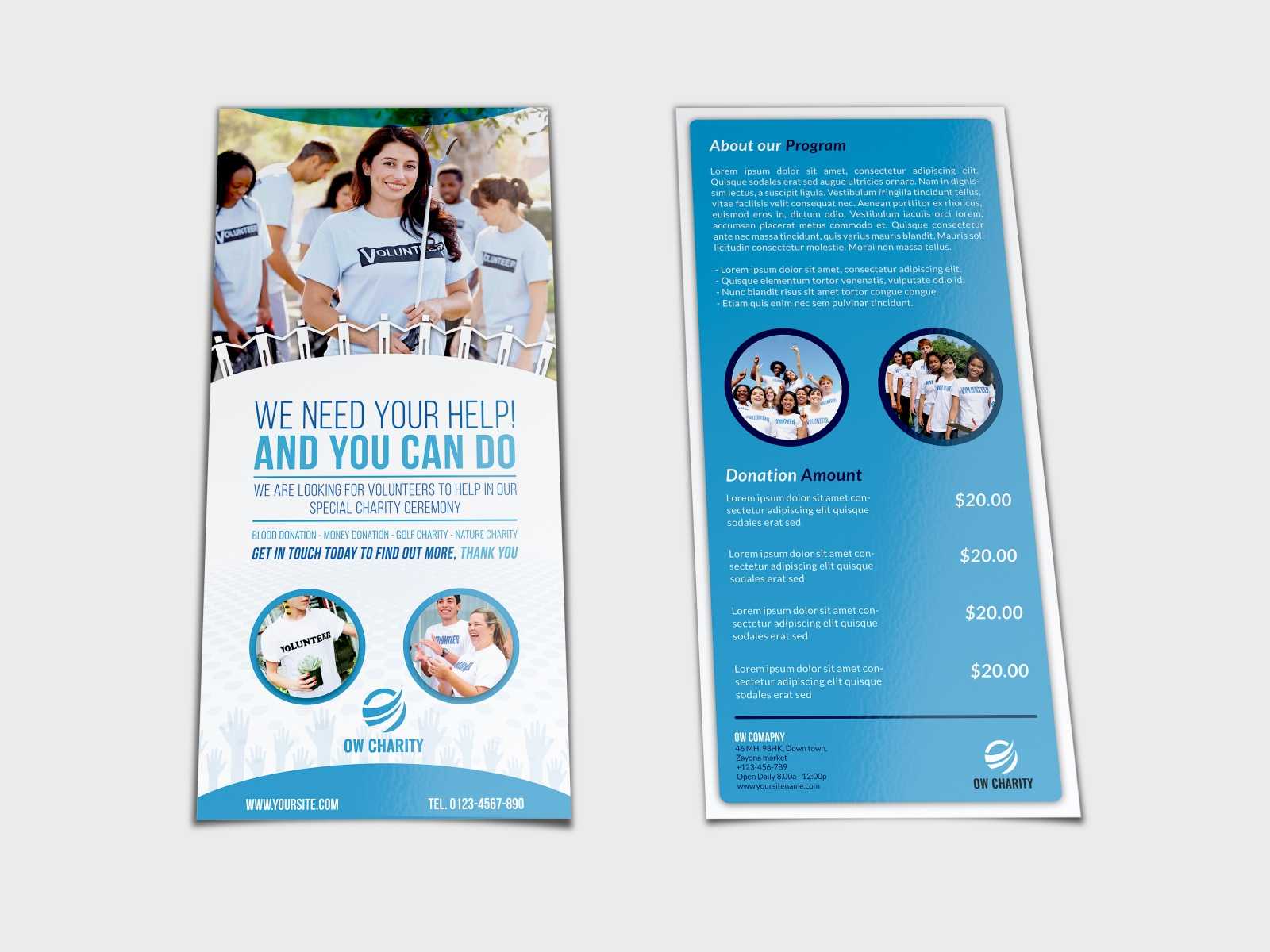 Volunteer Flyer Template Dl Sizeowpictures On Dribbble Throughout Volunteer Brochure Template