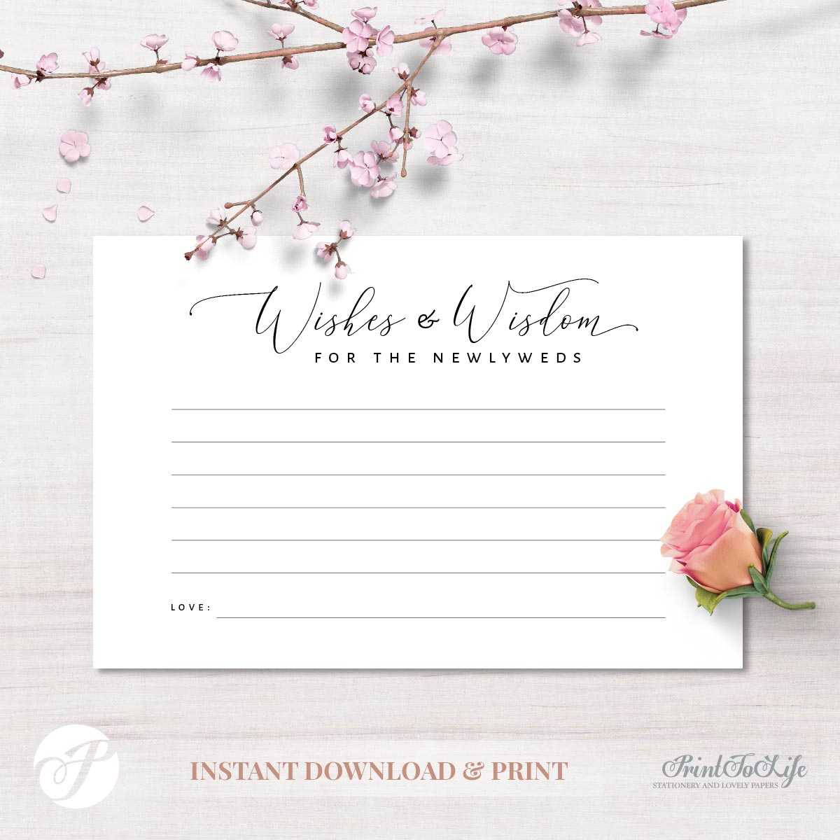 Wedding Advice Card, Wishes & Wisdom For The Newlyweds, #lettering  Collection Throughout Marriage Advice Cards Templates