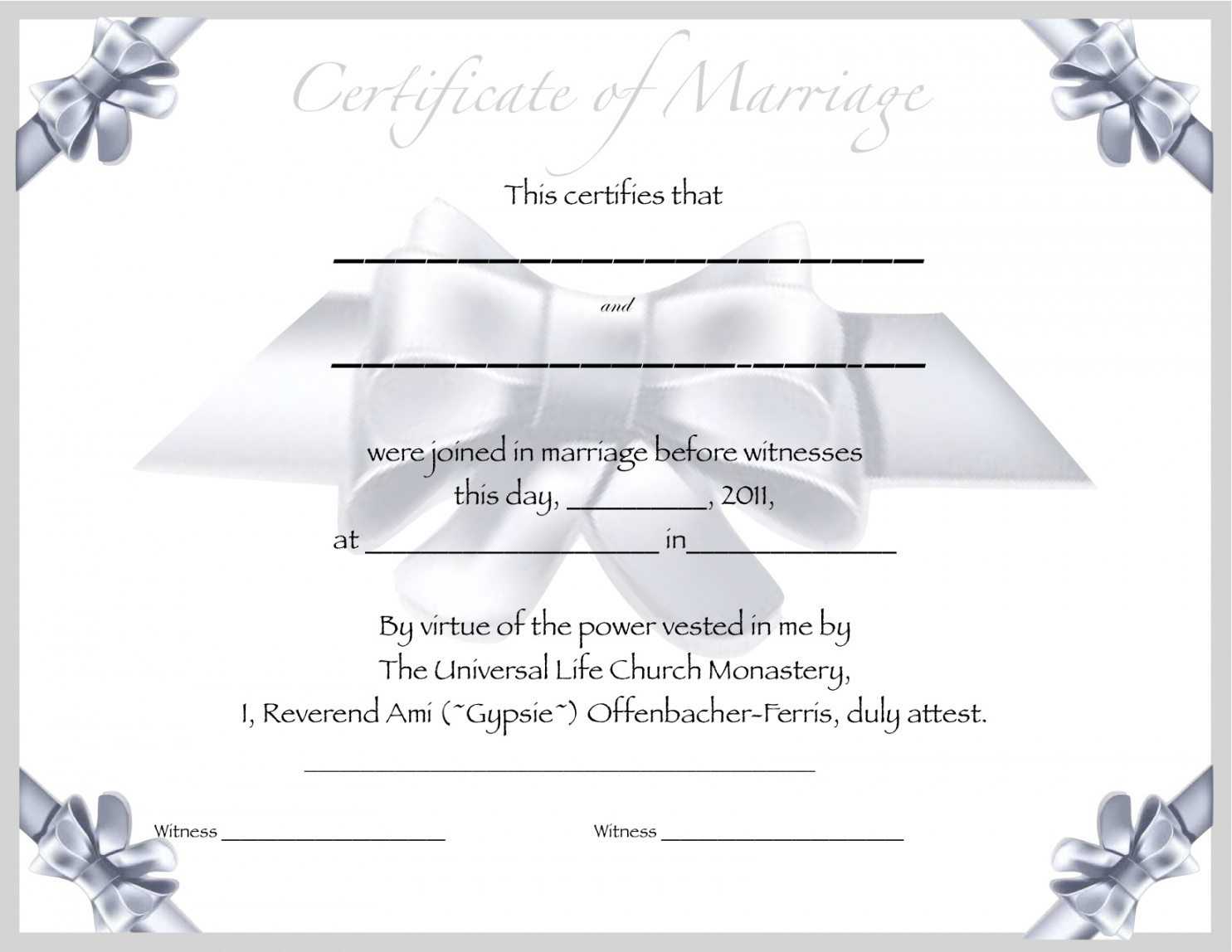 Wedding Certificate Templates Free Printable – Dalep For Blank Marriage Certificate Template