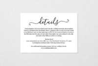 Wedding Details Card Template, Printable Accommodations regarding Wedding Hotel Information Card Template