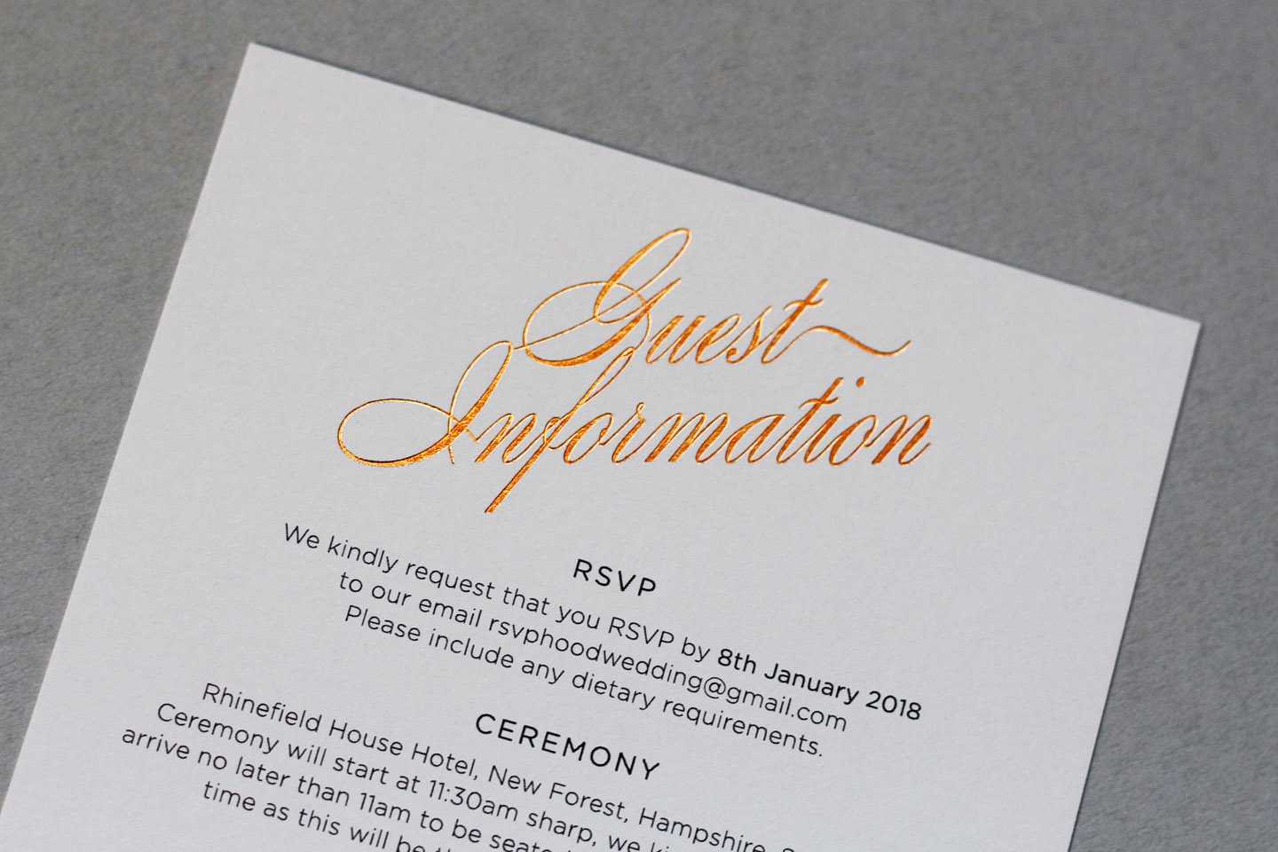 Wedding Guest Information Cards – What To Include | Foil In Wedding Hotel Information Card Template
