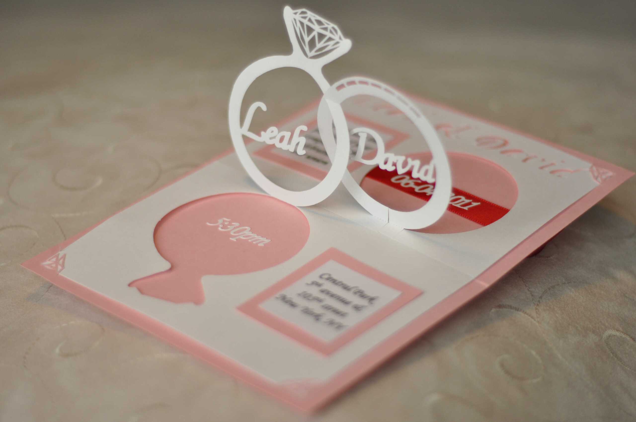 Wedding Invitation Linked Rings Pop Up Card Template Pertaining To Wedding Pop Up Card Template Free