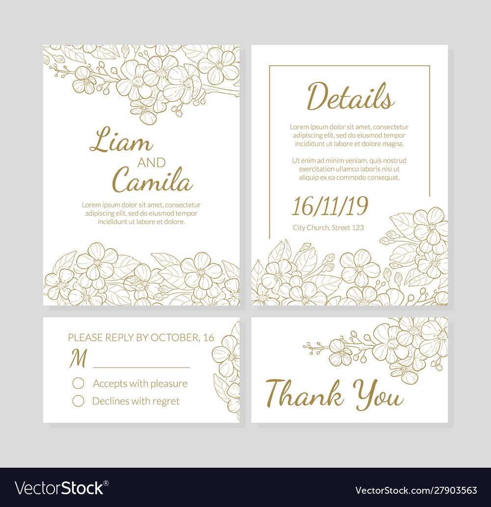 Wedding Invitation Template Set Thank You Card Regarding Template For Wedding Thank You Cards