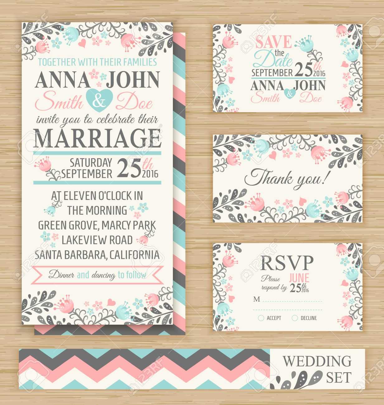 Wedding Invitation Template, Thank You Card, Save The Date, Rsvp.. Inside Template For Rsvp Cards For Wedding