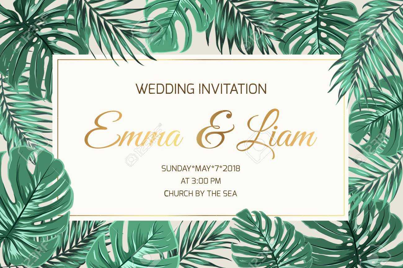Wedding Marriage Event Invitation Card Template. Exotic Tropical.. Throughout Event Invitation Card Template
