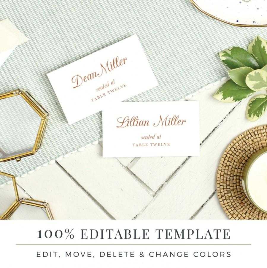 Wedding Place Card Template, Printable Escort Cards, Pretty Pertaining To Printable Escort Cards Template