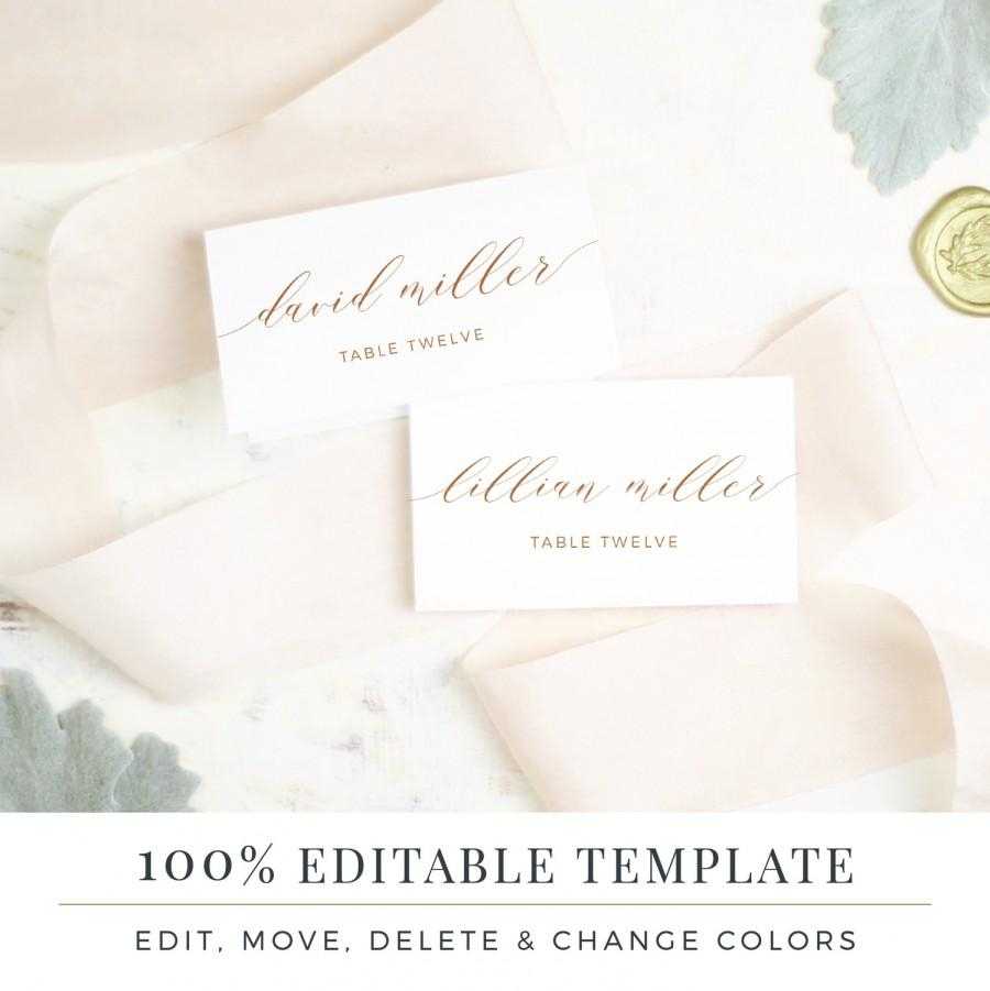 Wedding Place Card Template, Printable Escort Cards, Rustic With Printable Escort Cards Template