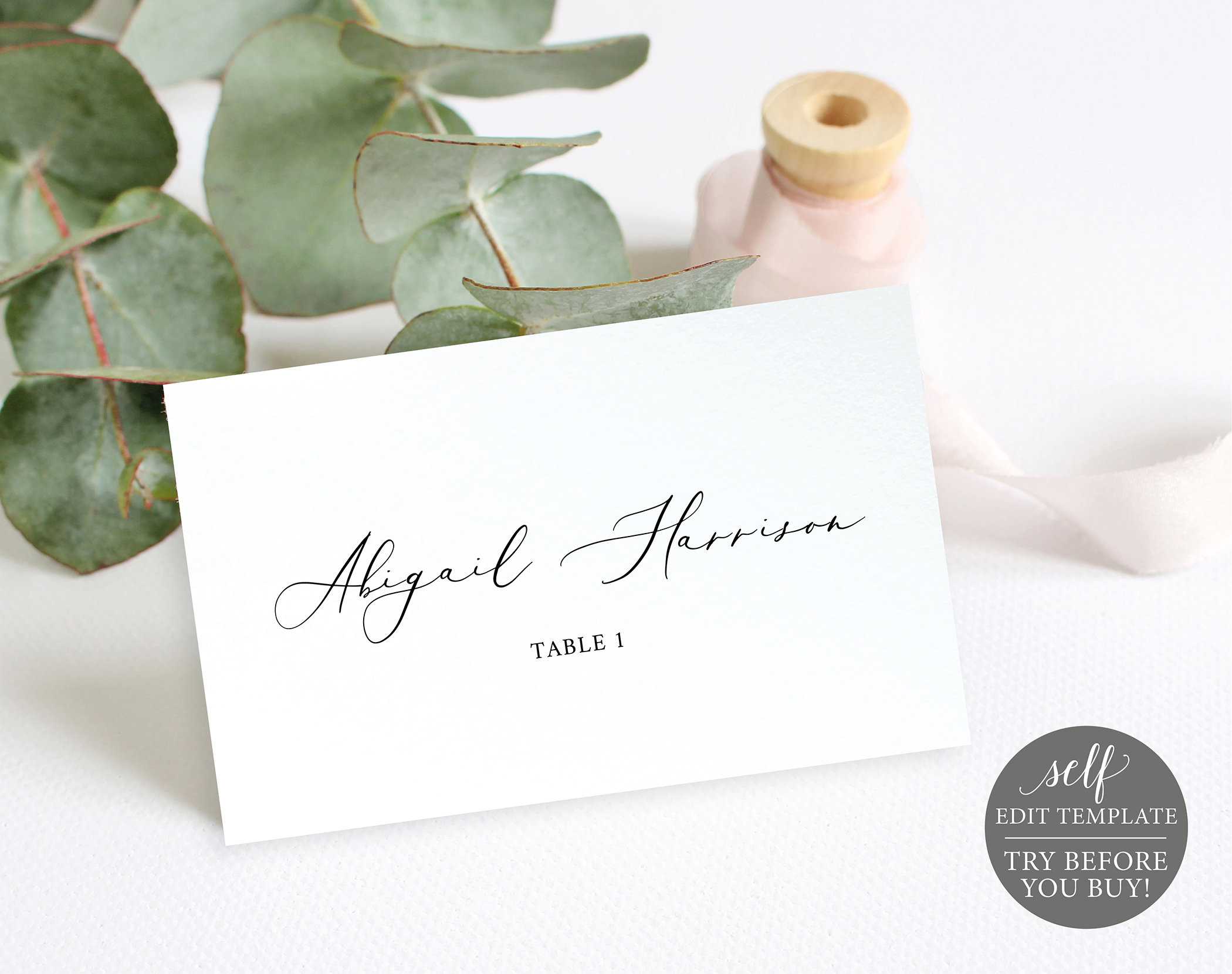 Wedding Place Cards Template, 100% Editable Wedding Seating With Printable Escort Cards Template
