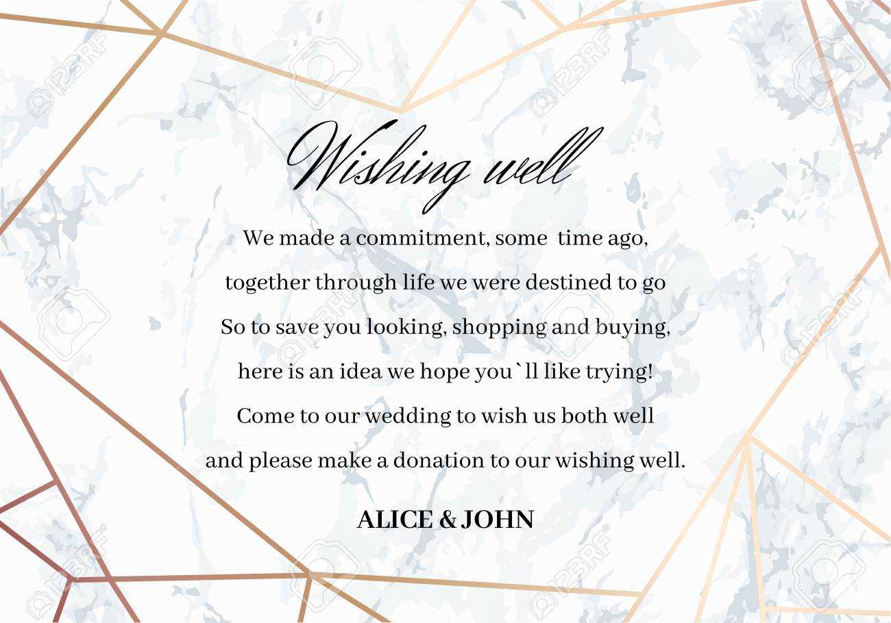 Wedding Well Wishes Card Template. Geometric Design In Rose Gold.. Regarding Donation Cards Template